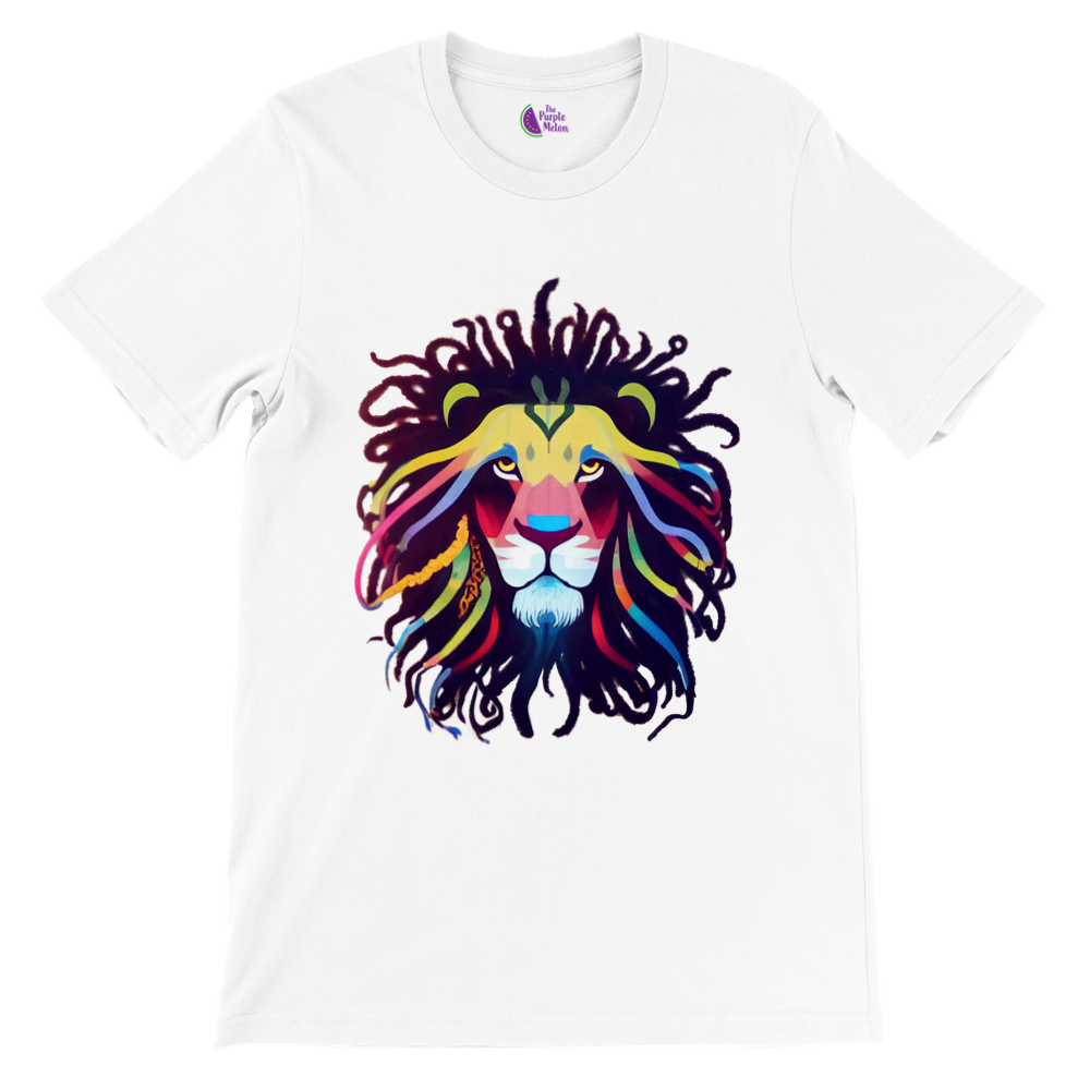 Roar in Style with our Colourful Lion with Dreadlocks Premium Unisex Crewneck T-Shirt