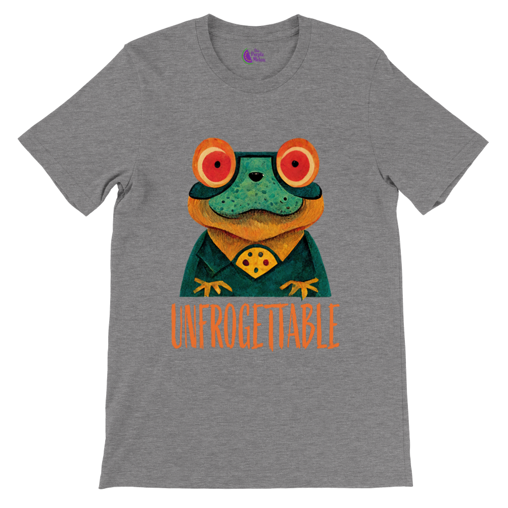 Unleash Your Playful Side with Our Cute Unfrogettable Frog Print Premium Unisex Crewneck T-shirt