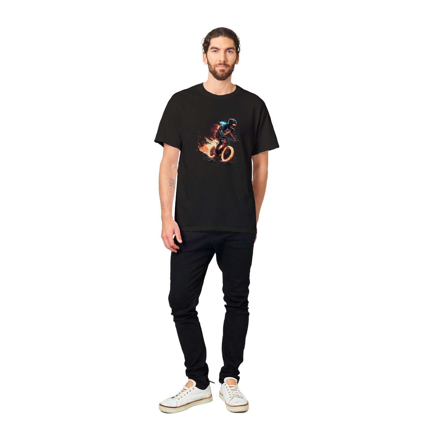 Space Robot on Fire Downhill Mountain biking Heavyweight Unisex Crewneck T-shirt