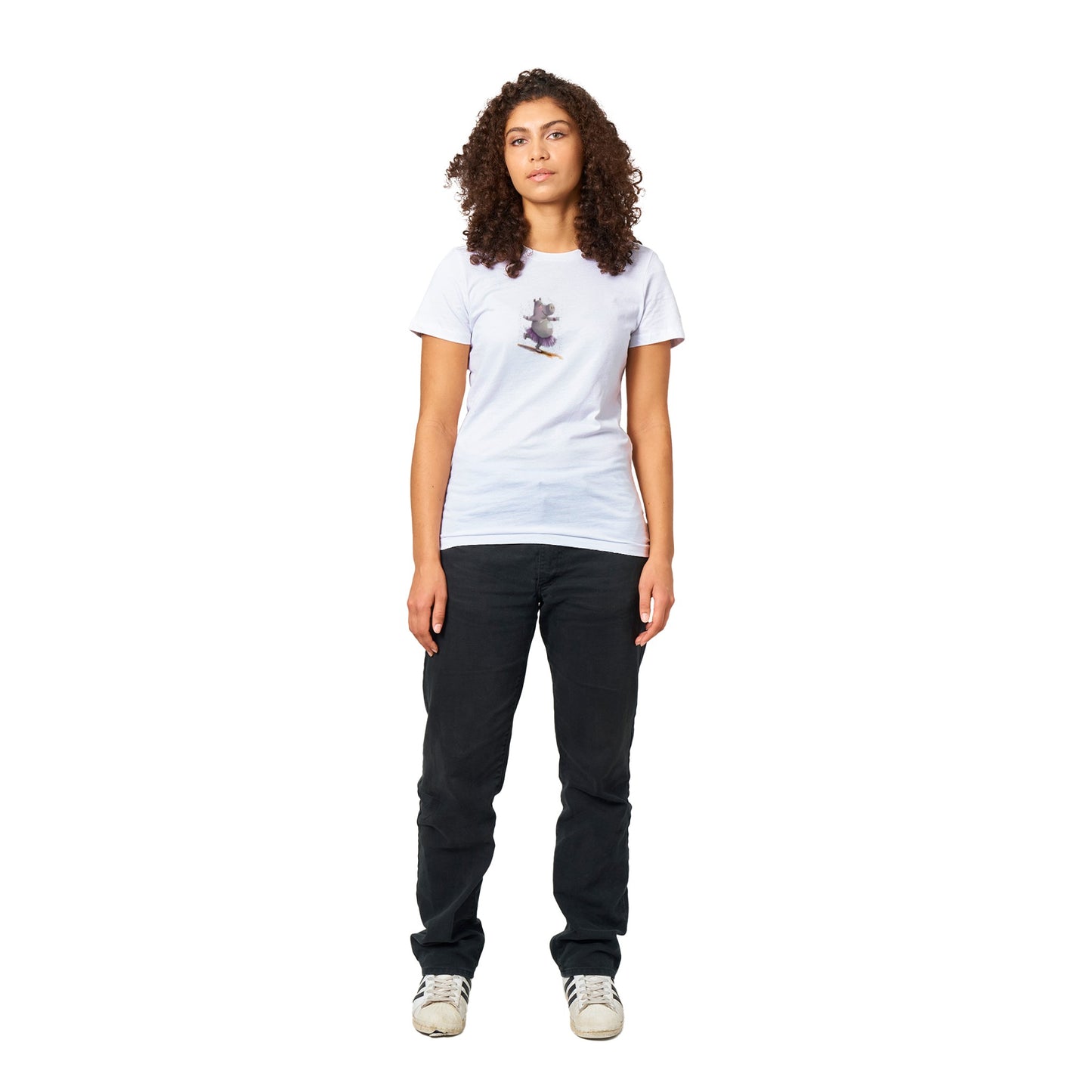 Hippo Ballet Dancing Premium Womens Crewneck T-shirt