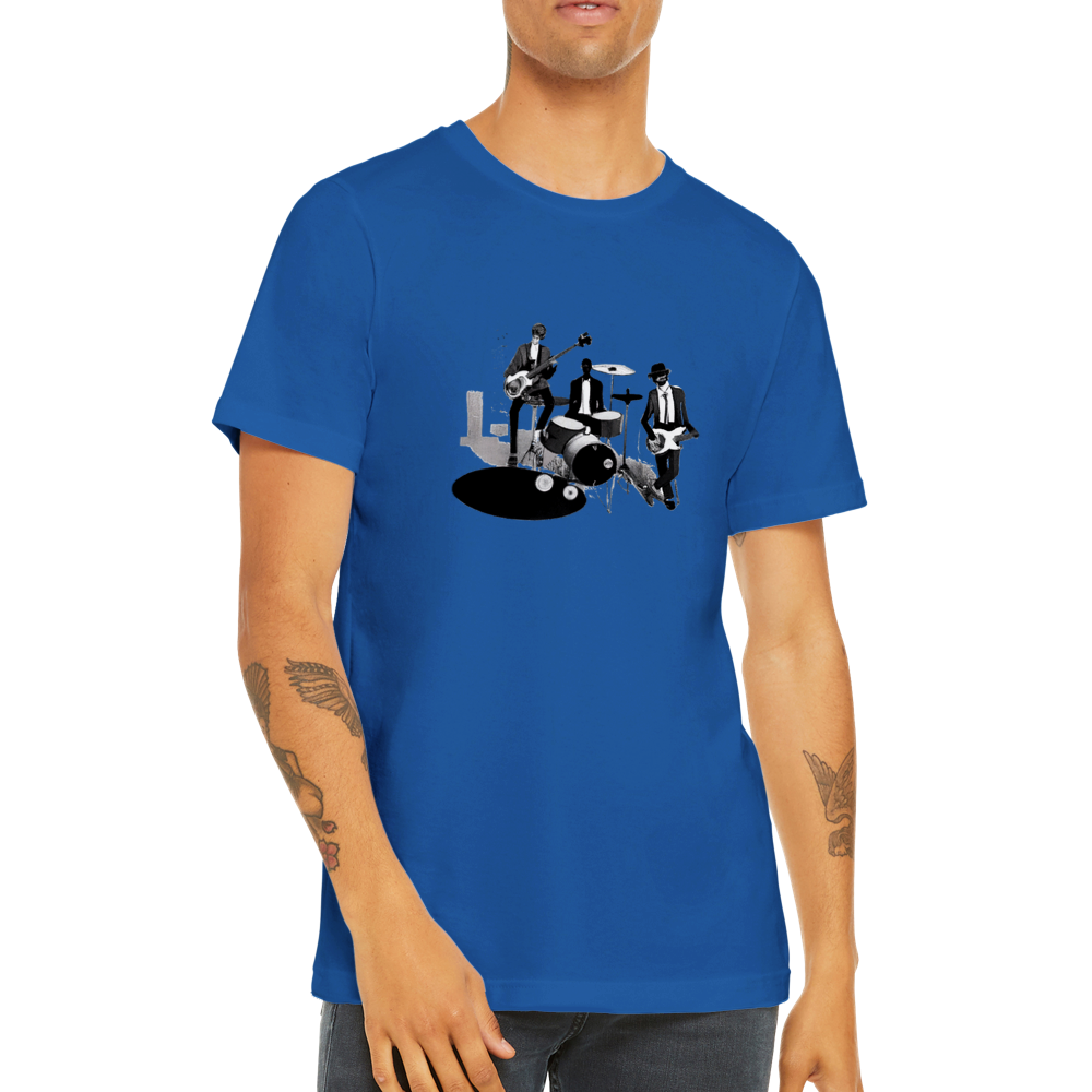 Jazz Trio Black and White Print Premium Unisex Crewneck T-shirt.