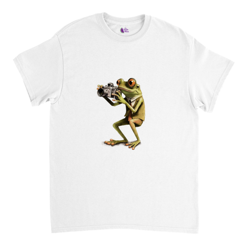 Frog Taking Photos Heavyweight Unisex Crewneck T-shirt