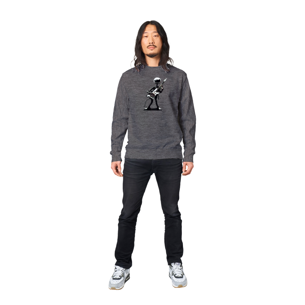 Alien Playing an Electric Guitar Premium Unisex Crewneck Sweatshirt
