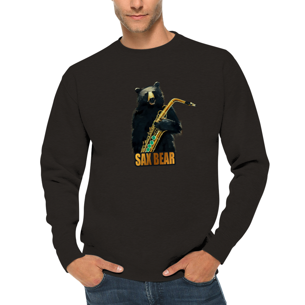 Sax Bear Print Premium Unisex Crewneck Sweatshirt