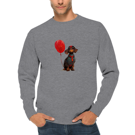 Dachshund Dog with Red Balloon Premium Unisex Crewneck Sweatshirt