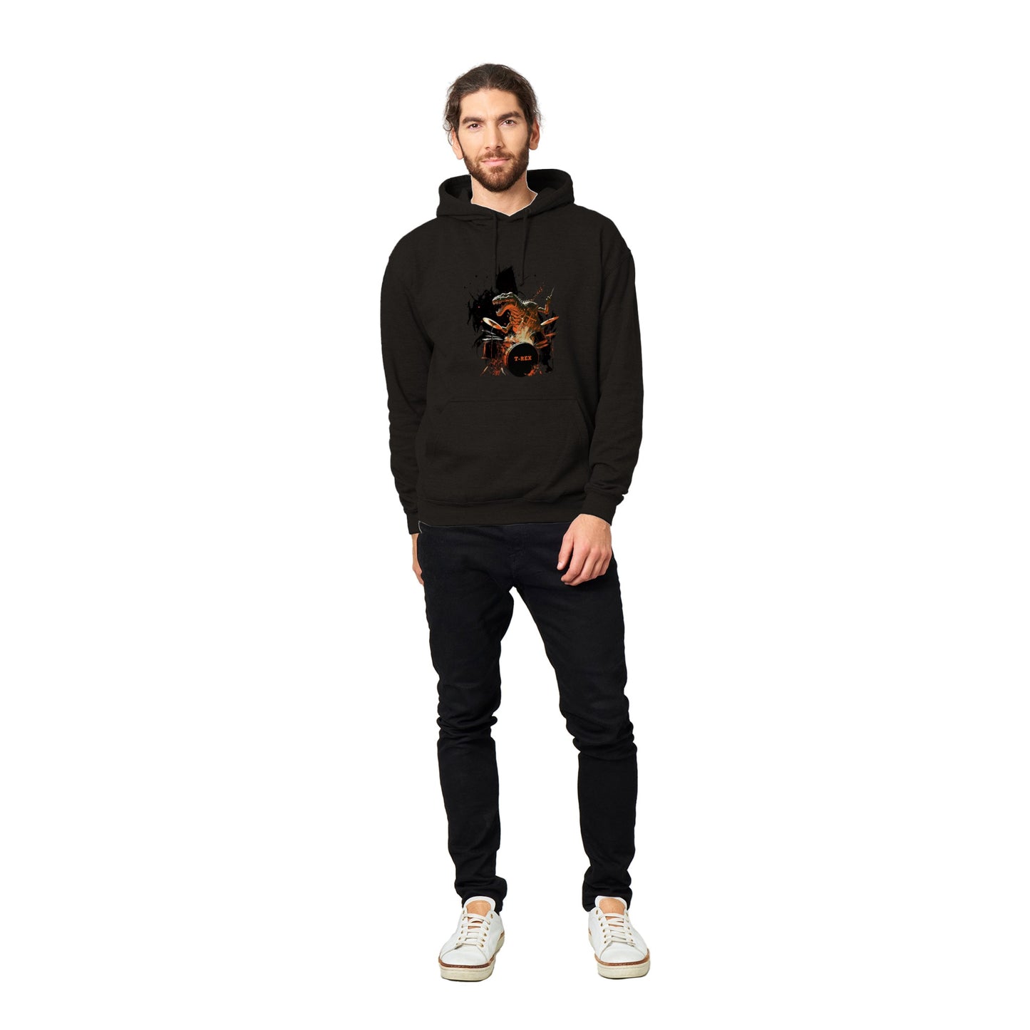 T-Rex Playing Drums Premium Unisex Pullover Hoodie