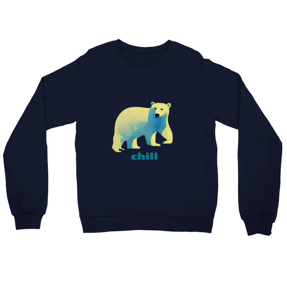 Chill, Polar Bear Print Premium Unisex Crewneck Sweatshirt