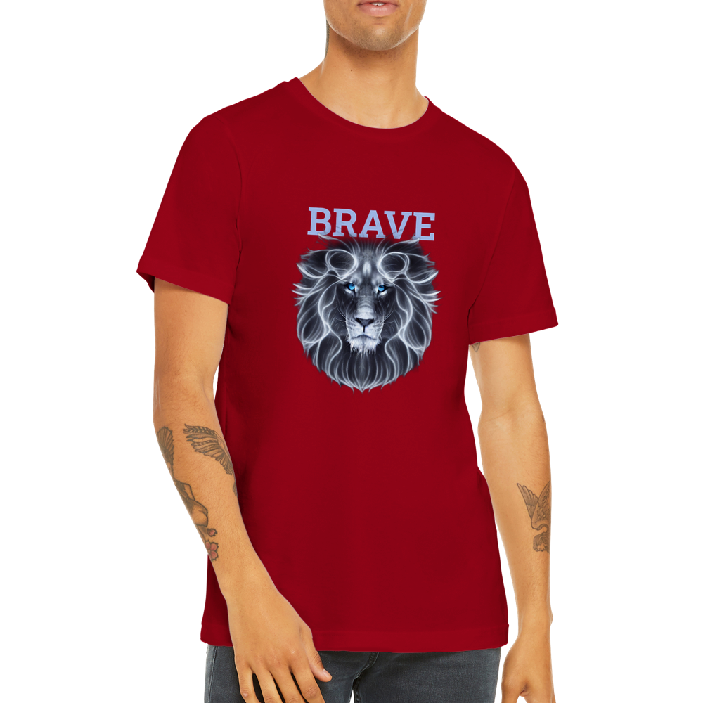 Unleash Your Inner Brave with Our Premium Lion Print Crewneck T-Shirt