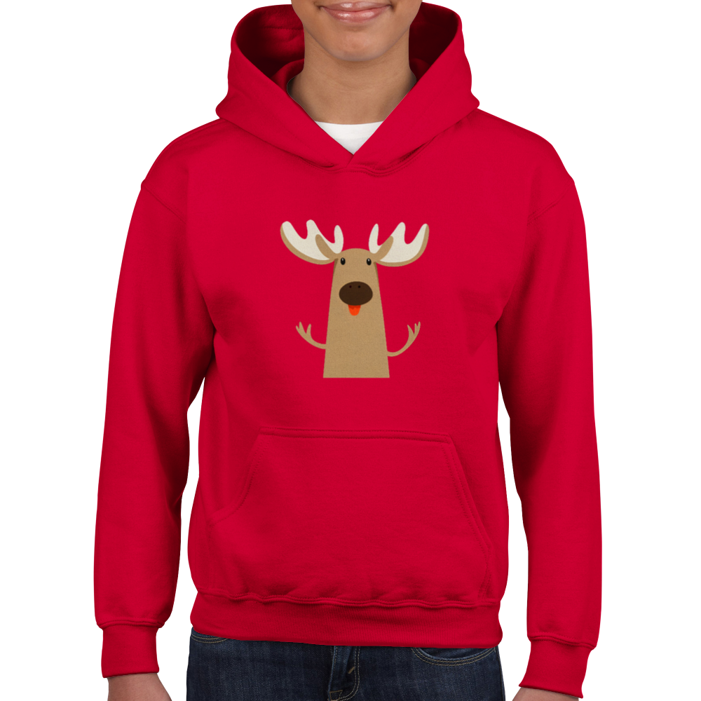 Moose Print Classic Kids Pullover Hoodie