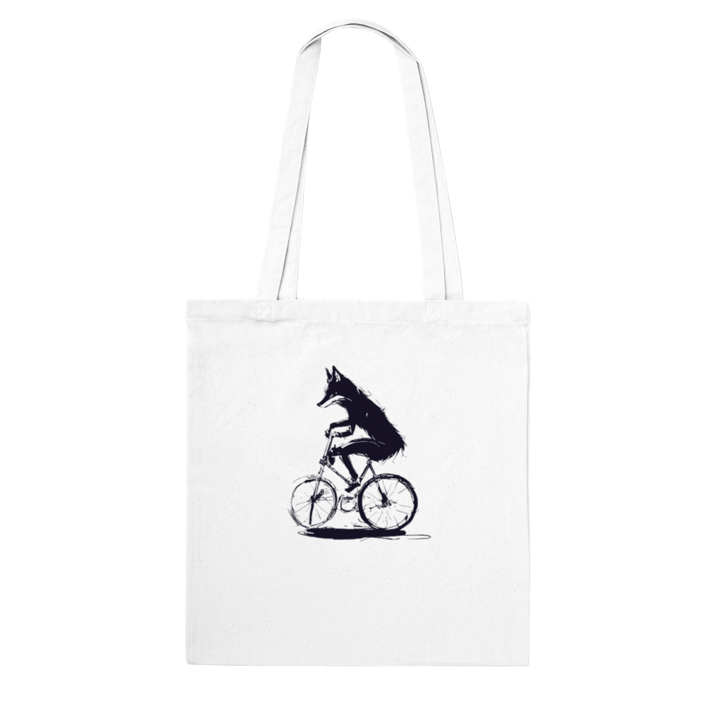 Fox Riding a Bike Tote Bag | Playful Wildlife Shopper