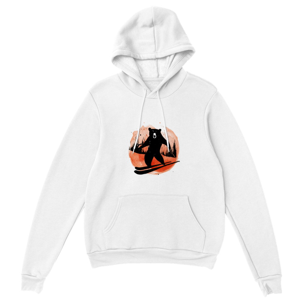 Skiing Bear Print Premium Unisex Pullover Hoodie