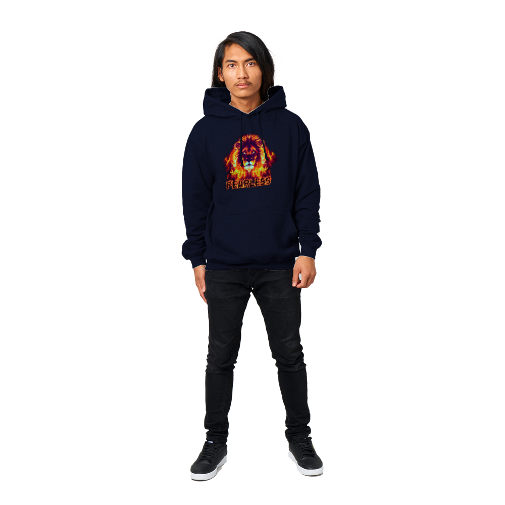 Fearless Flaming Lion Premium Unisex Pullover Hoodie.