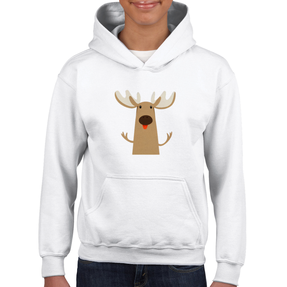 Moose Print Classic Kids Pullover Hoodie