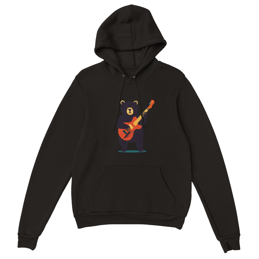 Bear Playing a Guitar Premium Unisex Pullover Hoodie