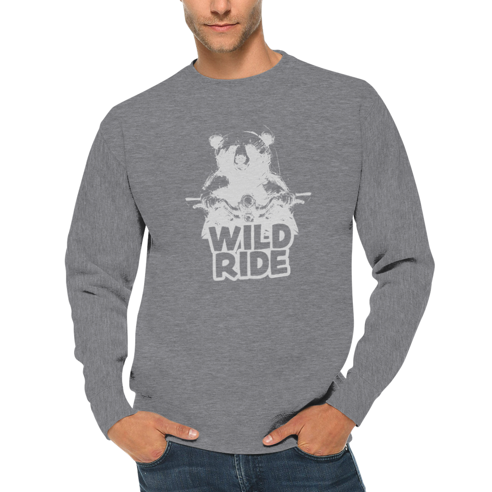 Wild Ride Bear Riding a Motorcycle Premium Unisex Crewneck Sweatshirt