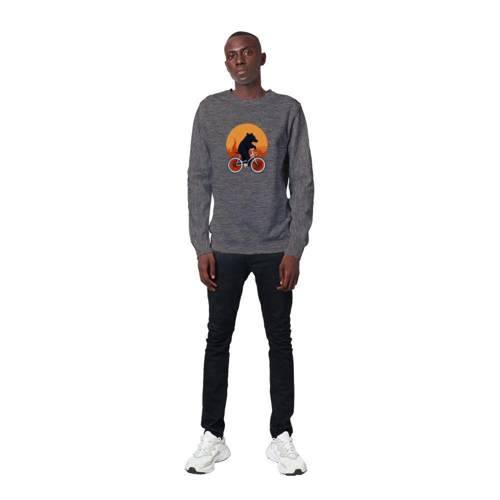 Bear Riding a Bike Premium Unisex Crewneck Sweatshirt
