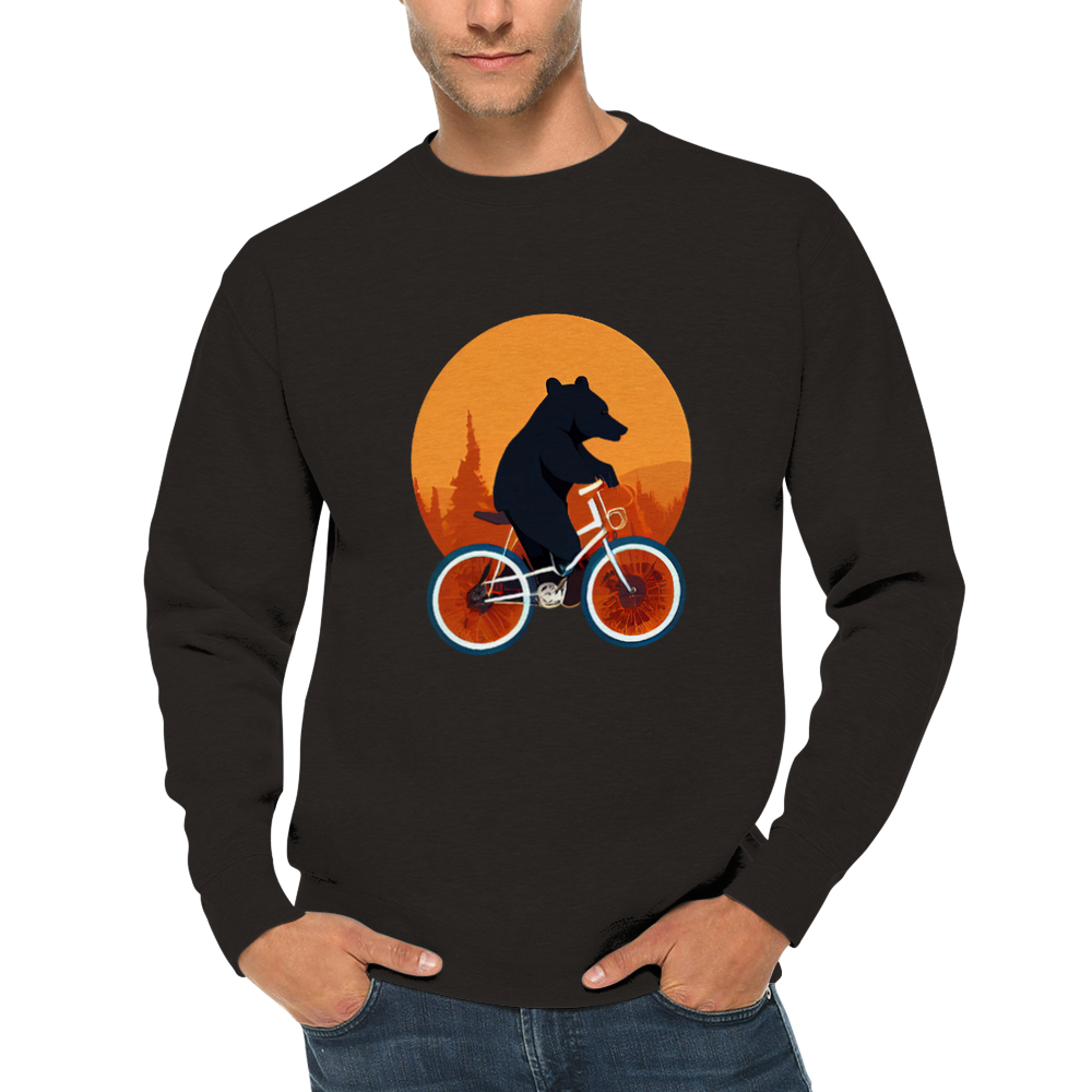 Bear Riding a Bike Premium Unisex Crewneck Sweatshirt