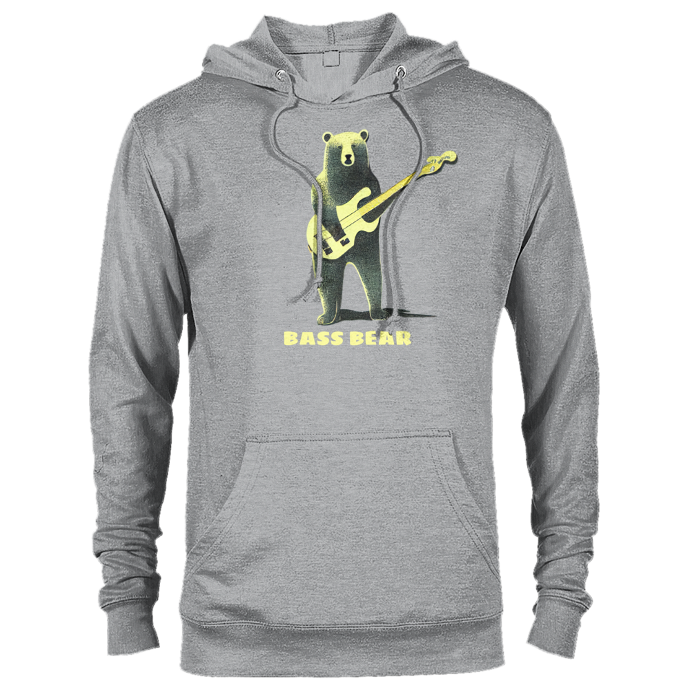 Bass Bear, Bear Playing a Bass Guitar Print Premium Unisex Pullover Hoodie
