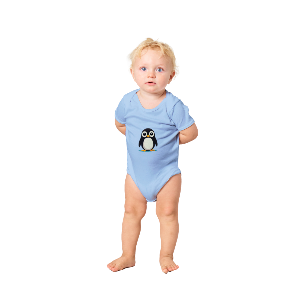 Cute Baby Penguin Print Classic Baby Short Sleeve Onesies
