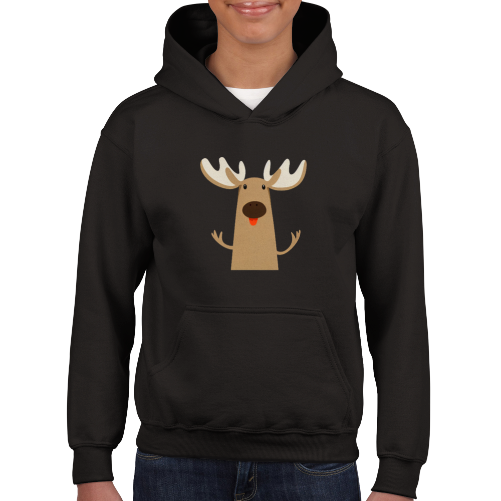 Moose Print Classic Kids Pullover Hoodie
