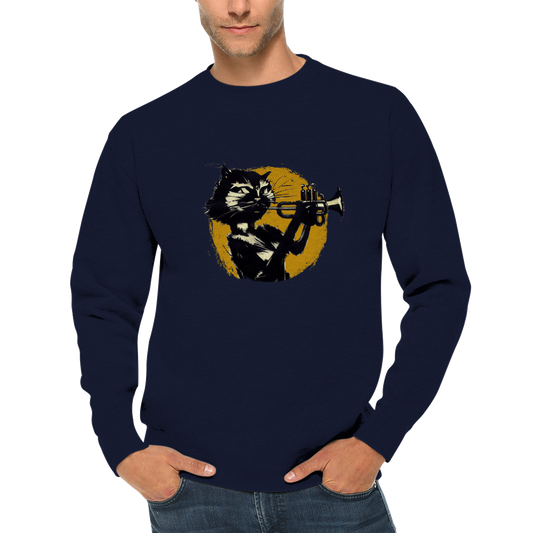 Cat Playing the Trumpet Premium Unisex Crewneck Sweatshirt