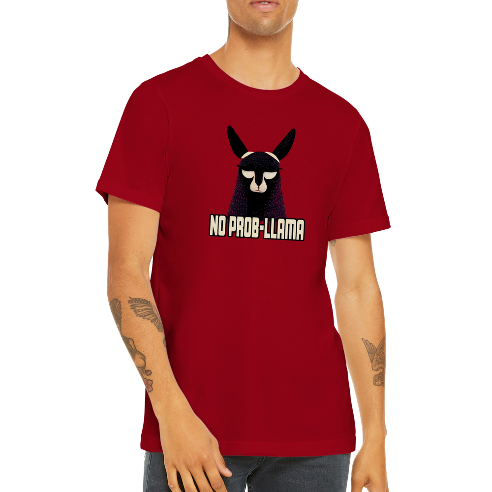 No Prob-Llama Print Premium Unisex Crewneck T-Shirt - Your Fun and Stylish Wardrobe Essential!