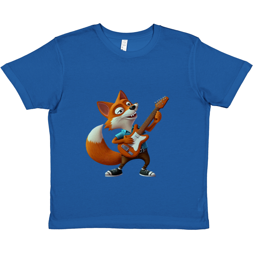 Fox Playing a Guitar Premium Kids Crewneck T-shirt