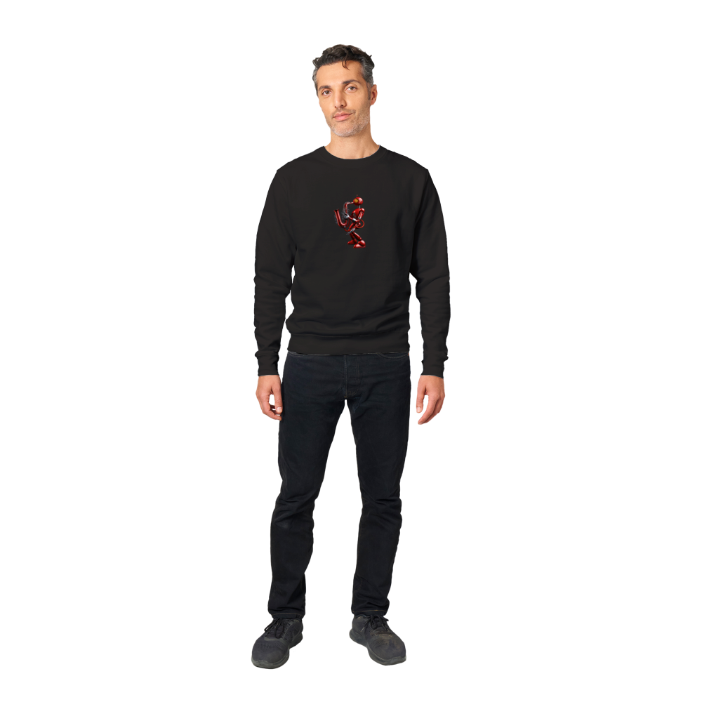 Red Robot Playing Saxophone Premium Unisex Crewneck Sweatshirt