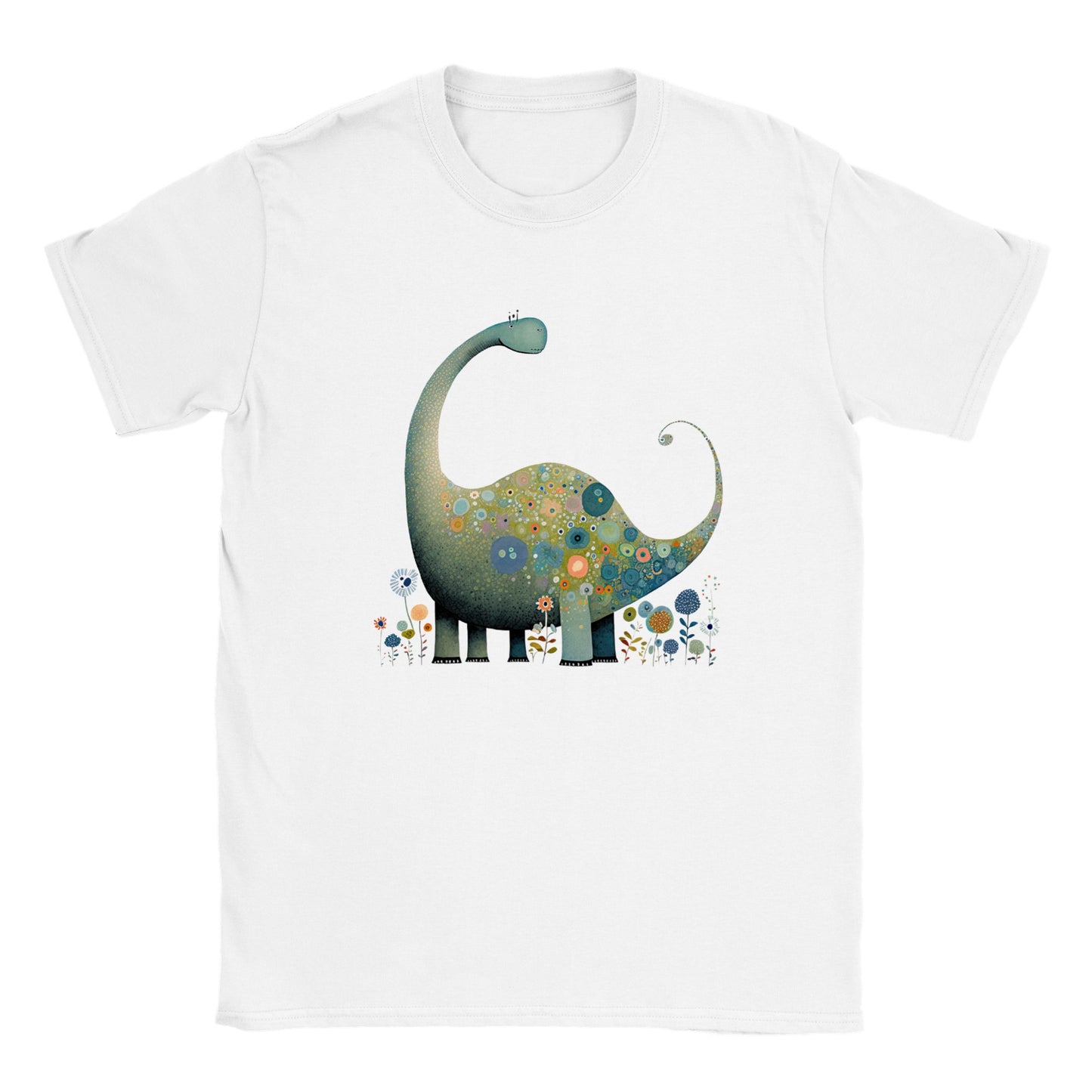 Adorable Floral Brontosaurus Kids T-Shirt - Perfect for Playtime and Beyond