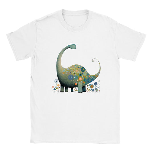 Adorable Floral Brontosaurus Kids T-Shirt - Perfect for Playtime and Beyond