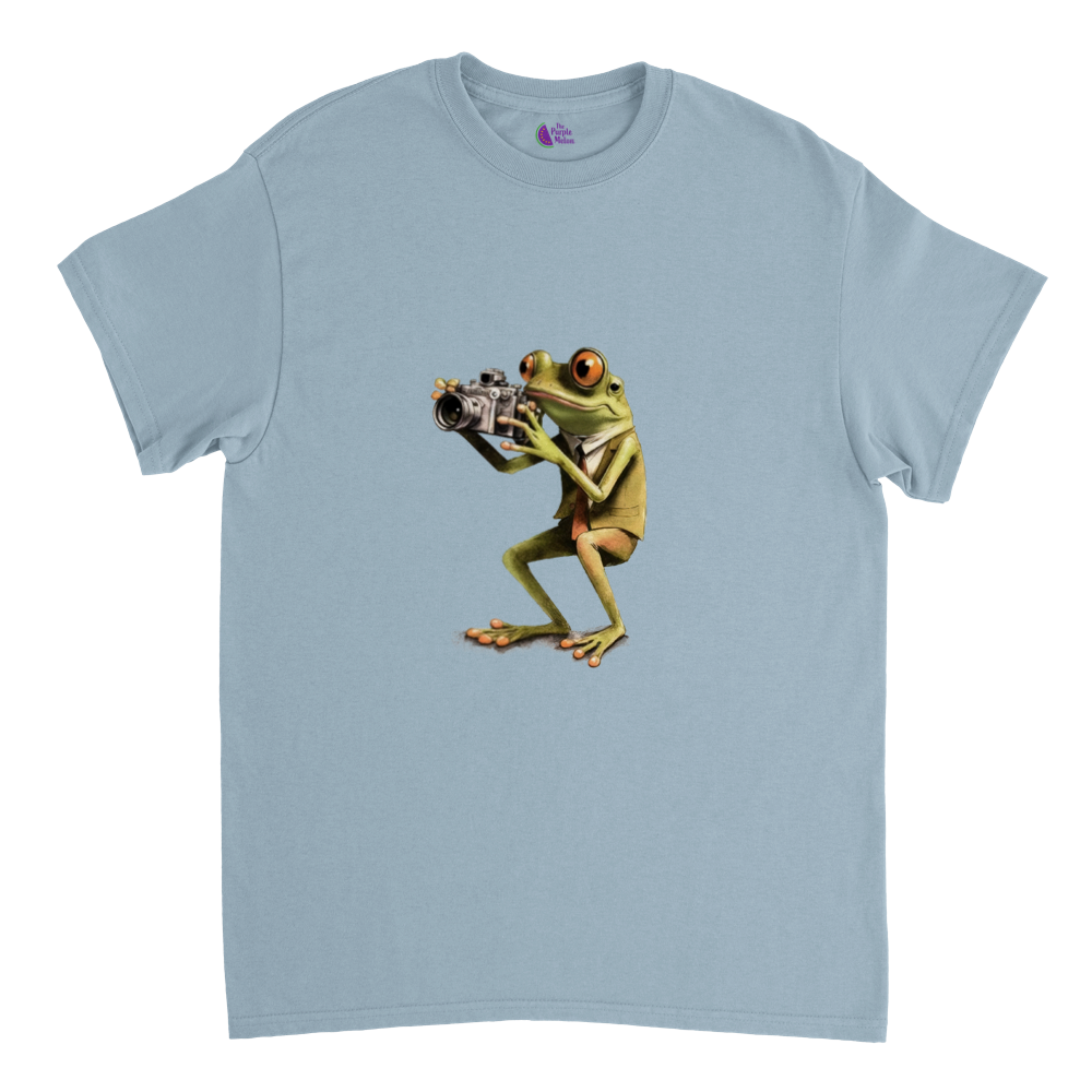 Frog Taking Photos Heavyweight Unisex Crewneck T-shirt