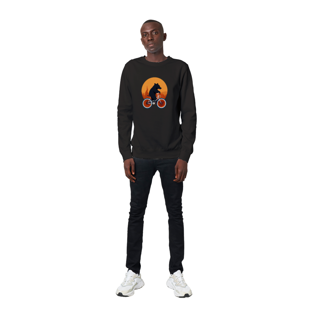 Bear Riding a Bike Premium Unisex Crewneck Sweatshirt