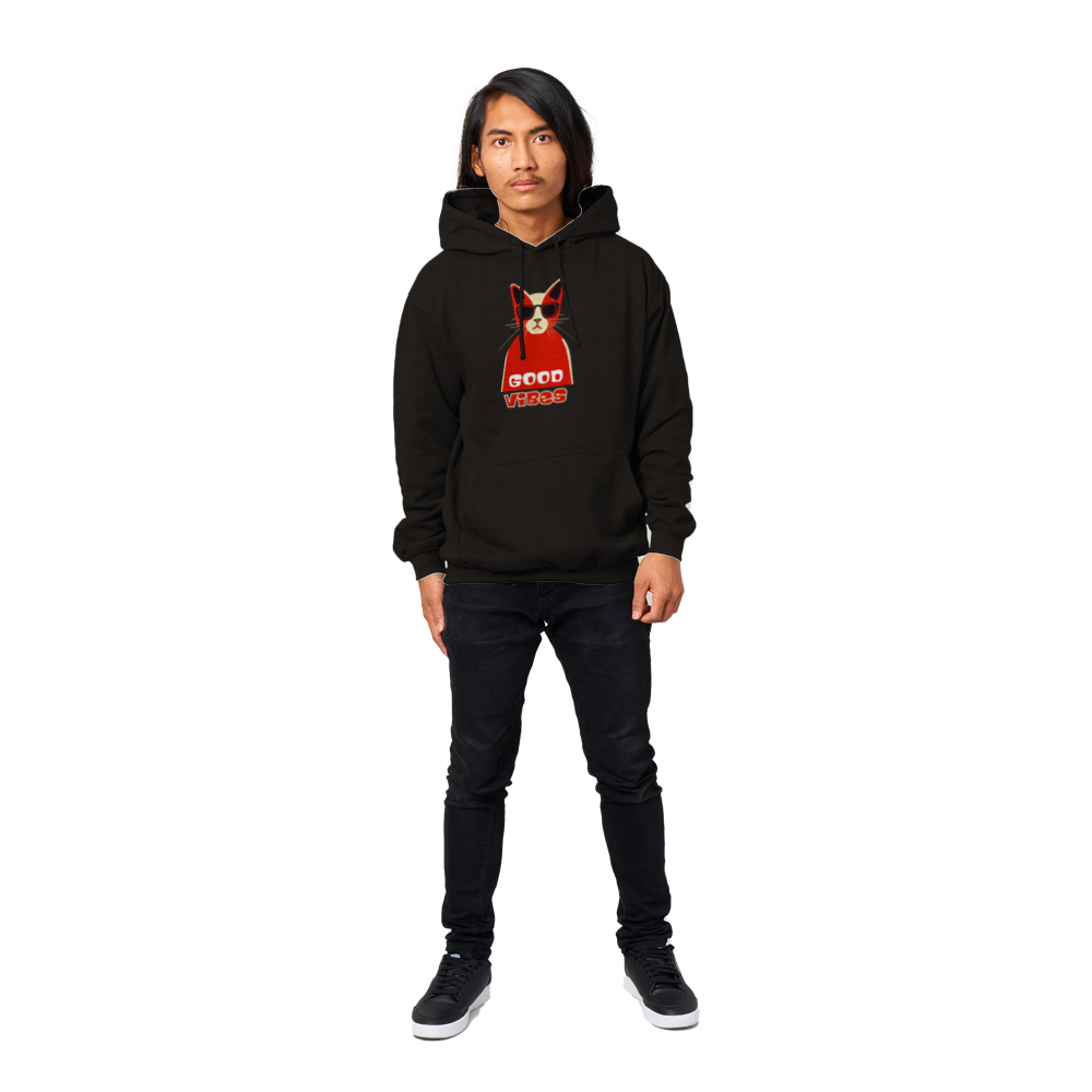 Good Vibes Cat in Sunglasses Premium Unisex Pullover Hoodie