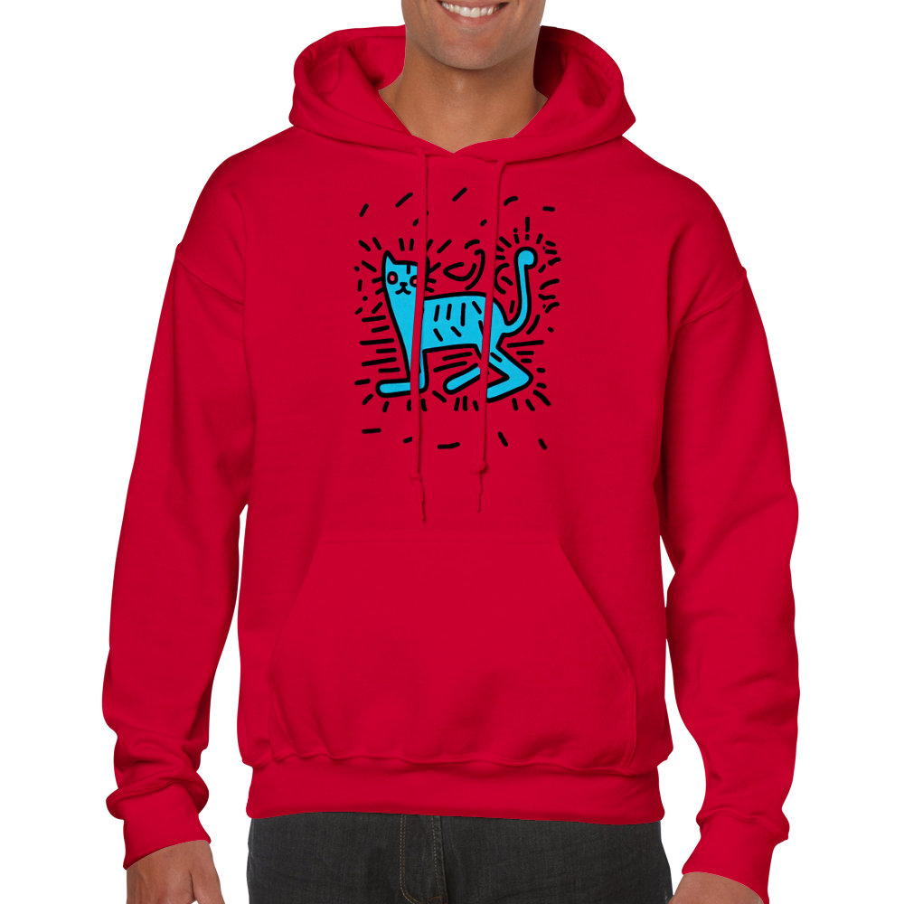 Pop Art Cat Print Classic Unisex Pullover Hoodie.