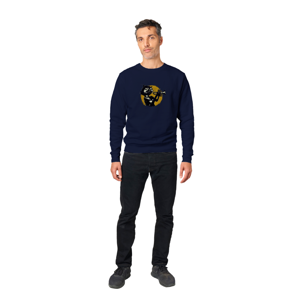 Cat Playing the Trumpet Premium Unisex Crewneck Sweatshirt