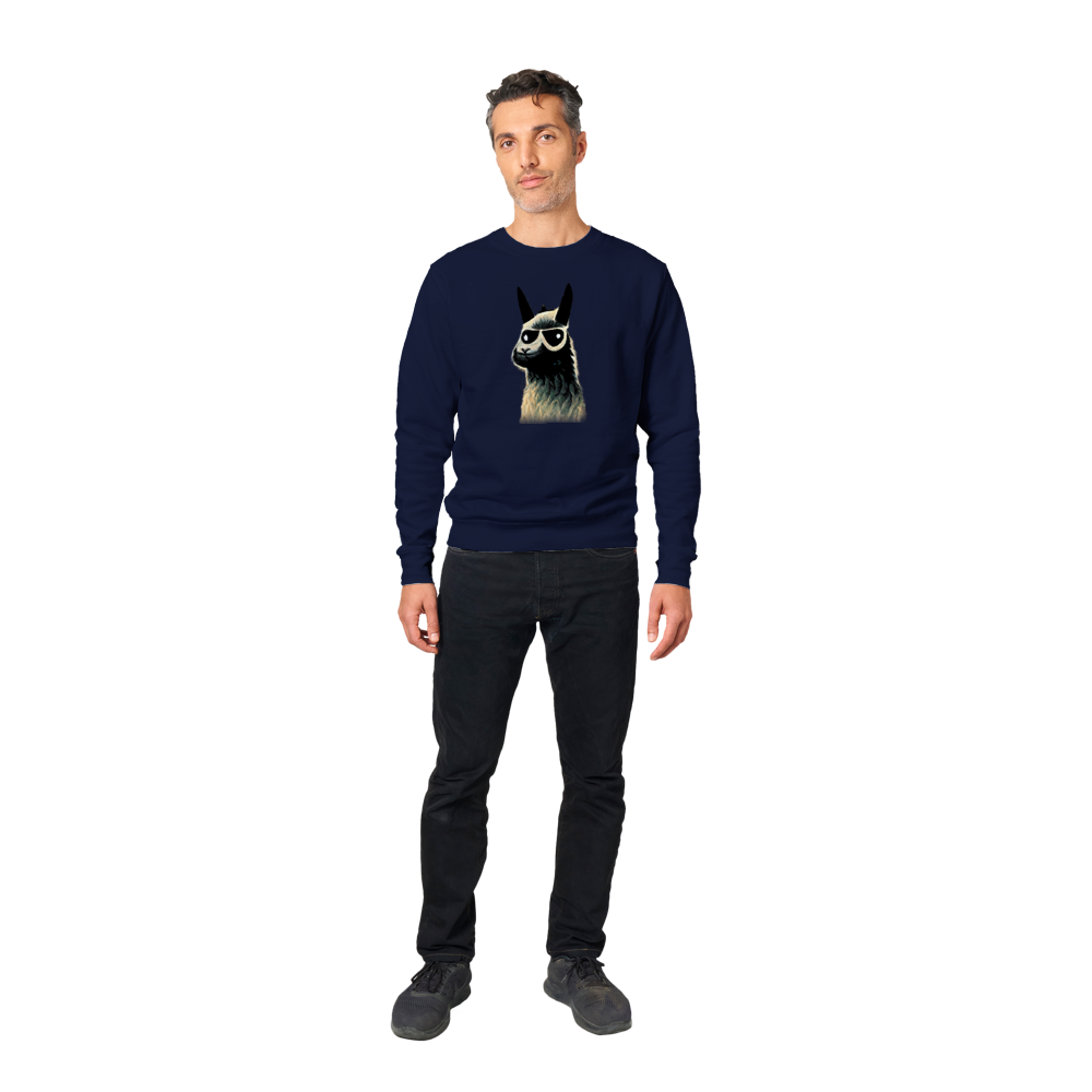 Llama Wearing Sunglasses Print Premium Unisex Crewneck Sweatshirt