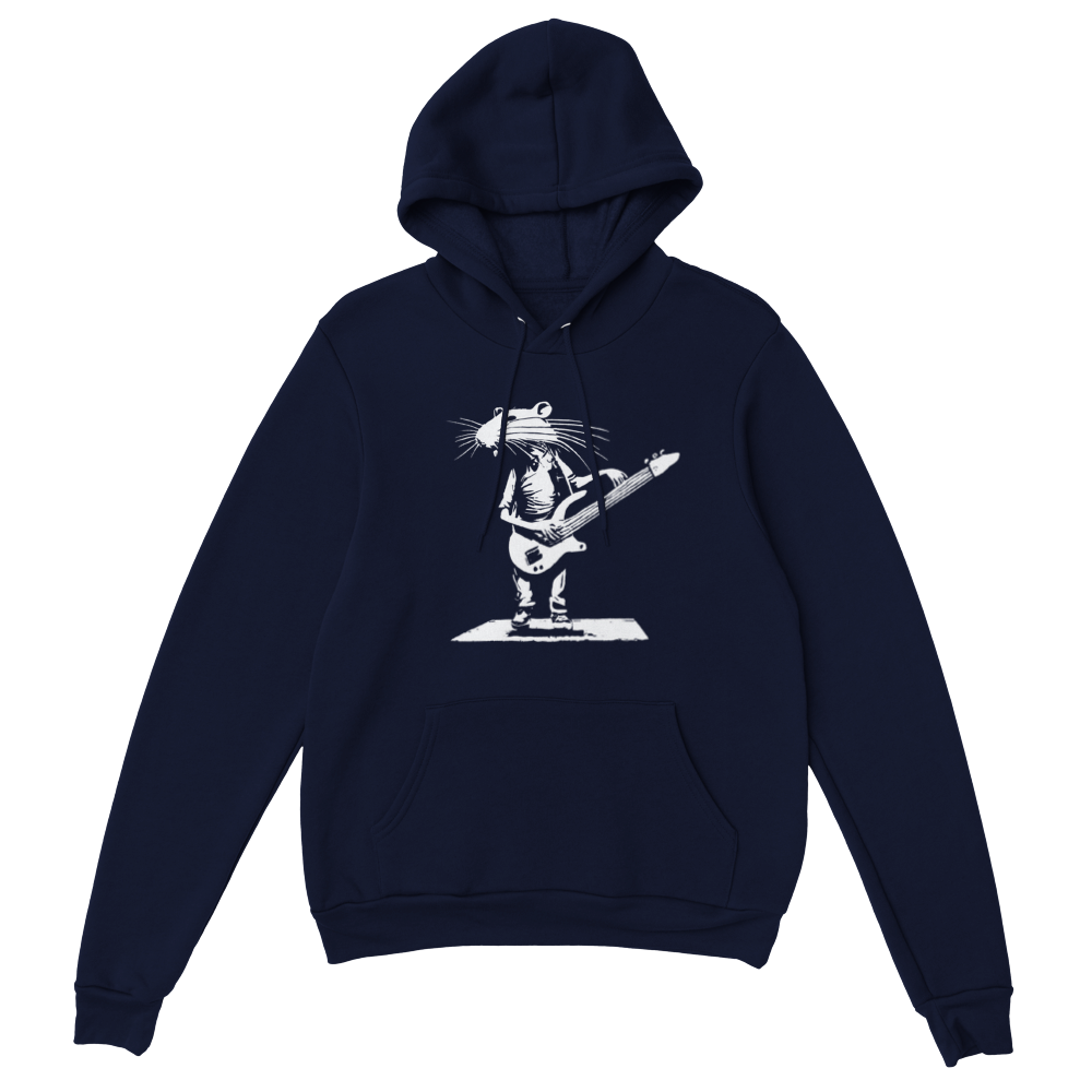 Rat Playing a Bass Guitar Premium Unisex Pullover Hoodie