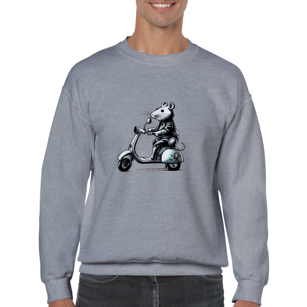 Rat Riding a Motor Scooter Classic Unisex Crewneck Sweatshirt