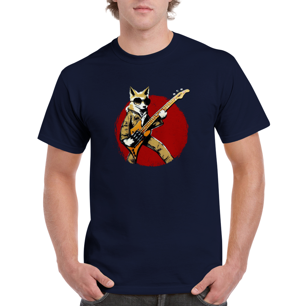Fox Playing Bass Guitar Heavyweight Unisex Crewneck T-shirt