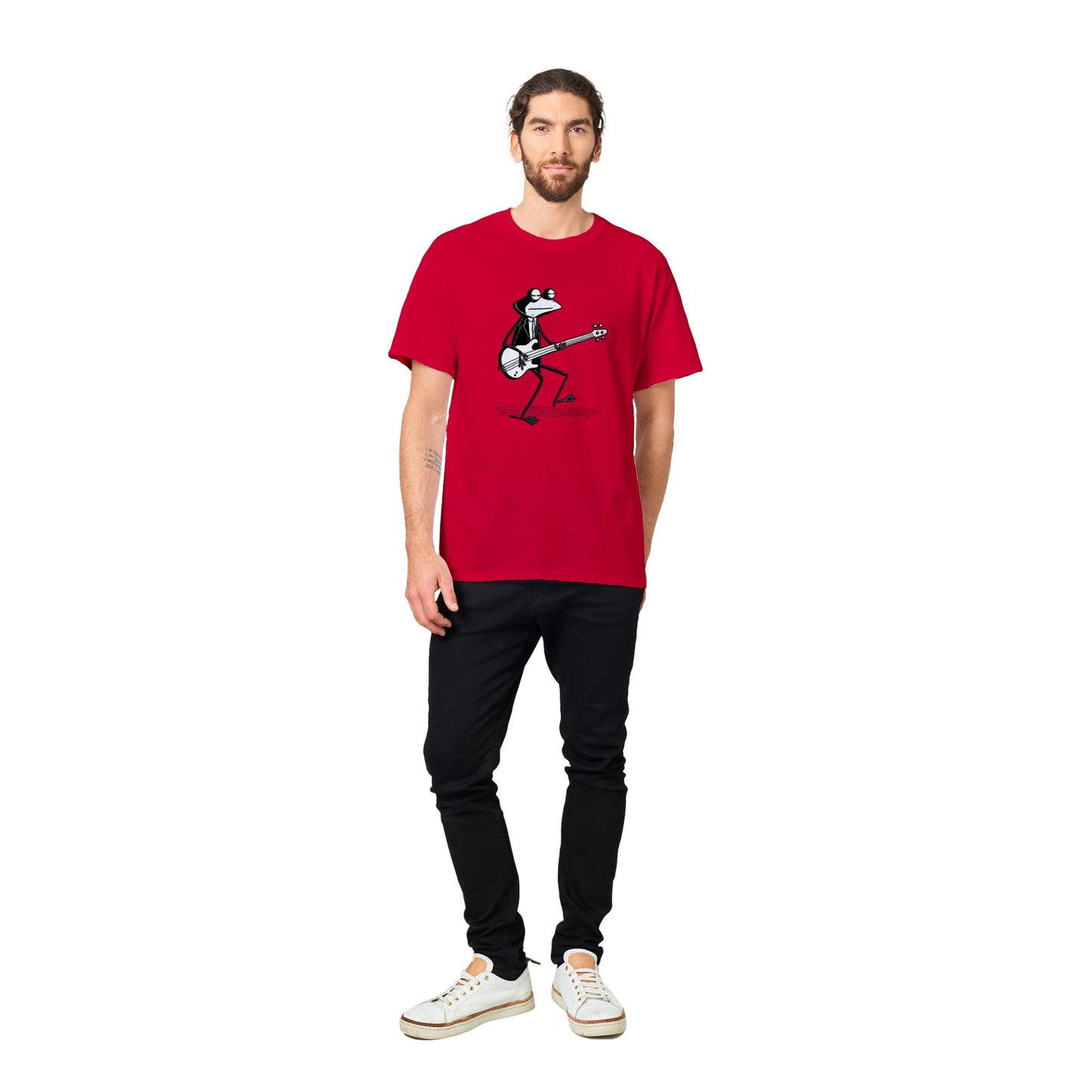 Frog in a suit playing a bass guitar Heavyweight Unisex Crewneck T-shirt