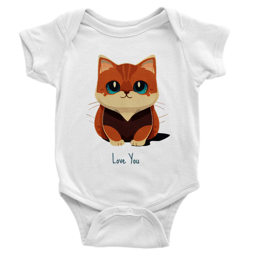 Cute Munchkin Kitten Print Classic Baby Short Sleeve Onesies