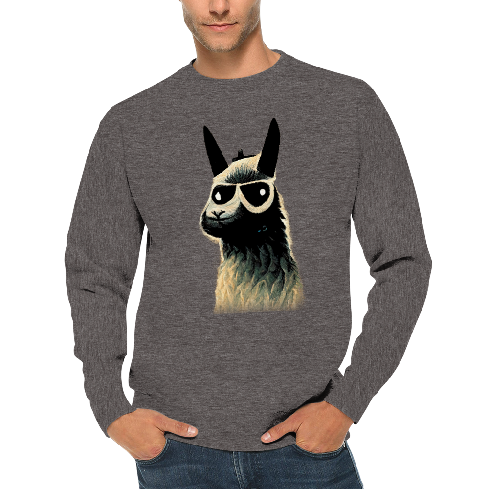 Llama Wearing Sunglasses Print Premium Unisex Crewneck Sweatshirt