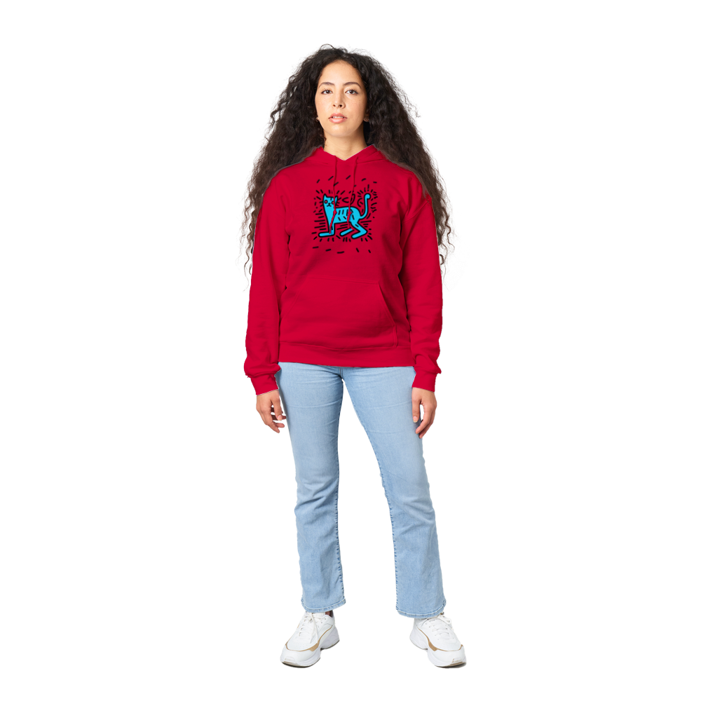 Pop Art Cat Print Classic Unisex Pullover Hoodie.