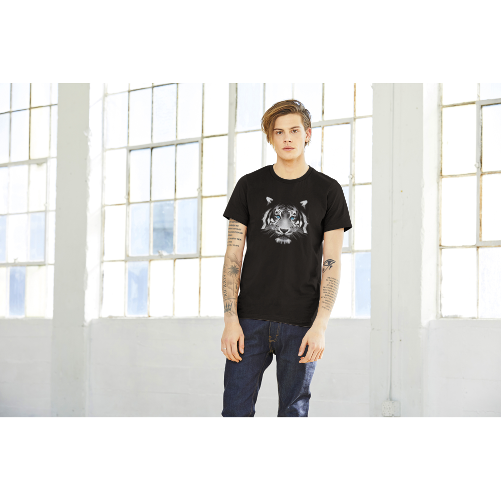 guy wearing black t-shirt with a tiger print