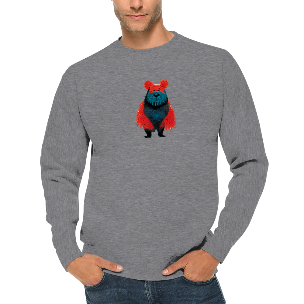 Cute Cartoon Bear Print Premium Unisex Crewneck Sweatshirt.