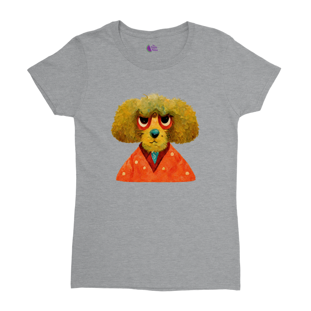 Grumpy Poodle Print Heavyweight Womens Crewneck T-shirt