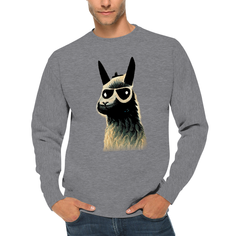Llama Wearing Sunglasses Print Premium Unisex Crewneck Sweatshirt