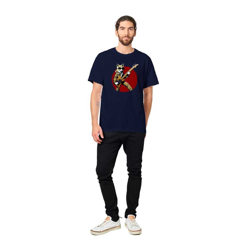 Fox Playing Bass Guitar Heavyweight Unisex Crewneck T-shirt