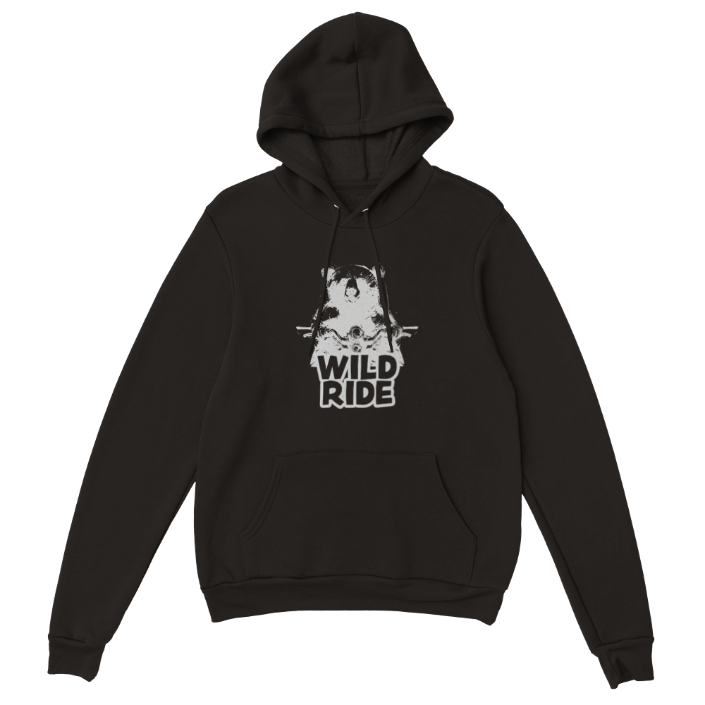 Wild Ride Bear Riding a Motorcycle Premium Unisex Pullover Hoodie