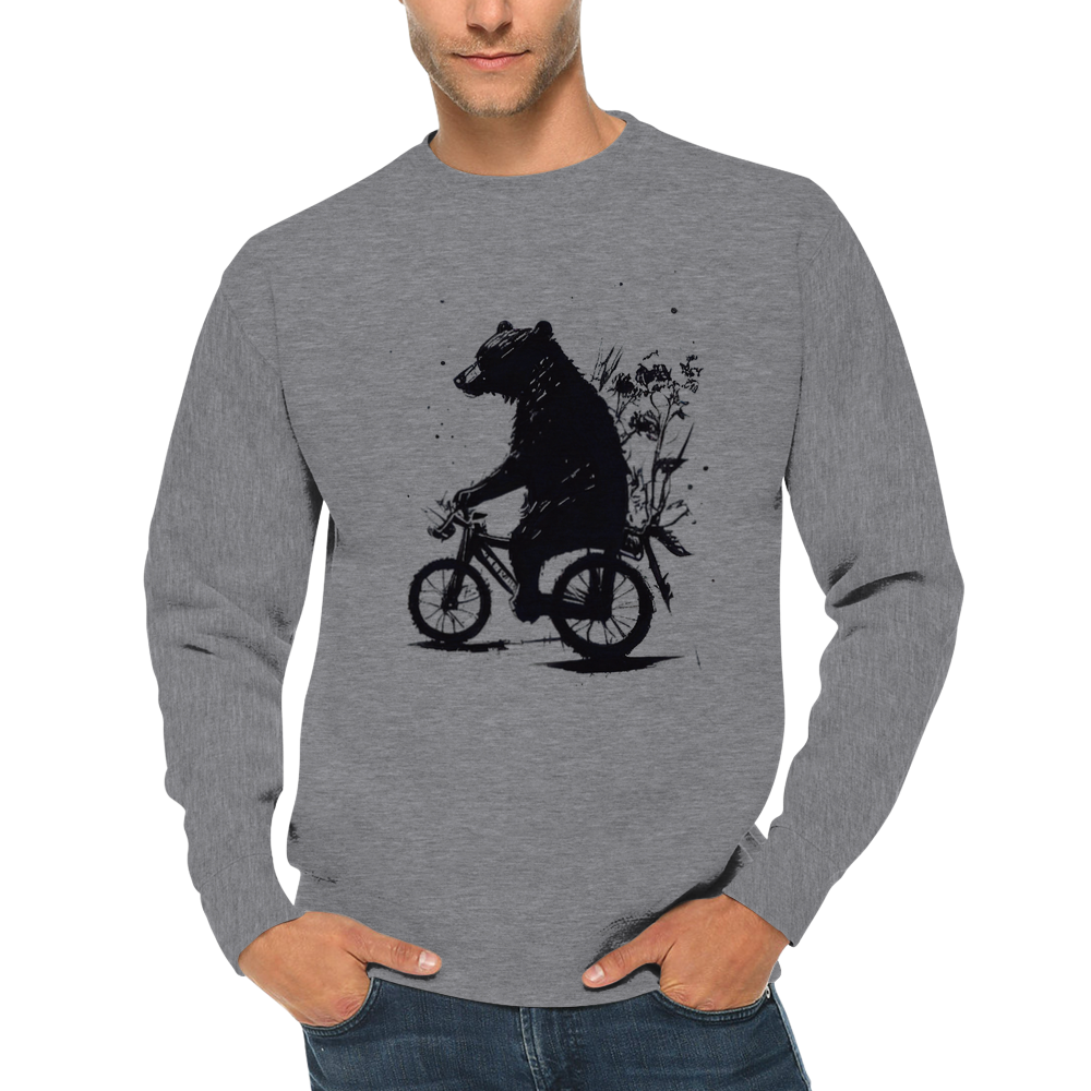 Bear Riding a Bike Premium Unisex Crewneck Sweatshirt